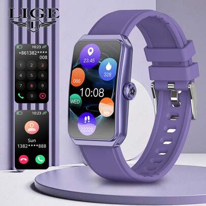 LIGE Lige New Fashion Smart Sports Bracelet 100+ Sport Mode 1.47 Inch Screen Message Drives Weather Prediction Sports Tracking DIY Screen Silicone Strap Sports Watch Men's And Women's Watches Suitable For Android And IOS