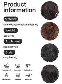 1 Pc Children's Wig Bandage Ponytail Wig 8 Inch Fluffy Short Curly Bandage Style Synthetic Heat-Resistant Fiber Wig Children's Baby Wig Suitable For Daily Wear