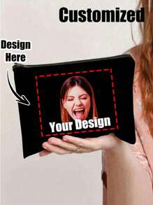 Custom Face Pouch Cosmetic Bag With Photo Picture Customized Friend's/Family's/Your Own Face-Personalized Photo Collage Tote Bag-Gift For Girlfriend/Wife, Valentines Gift, Customized Bag,Custom Print Tote With Photo Of Family Friend Pets