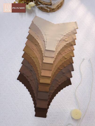 paquete de 10 bragas tipo hipster con estampado ondulado, sexies y cómodas, de tallas grandes para mujeres