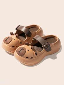 Panda, Capybara Breathable Sandals, Women Outdoor Anti-Slip Slides, Slip-On Casual Sandals For Couples, Cartoon Cute Closed Toe Beach Slippers For Women, Summer - Coffee - View 5
