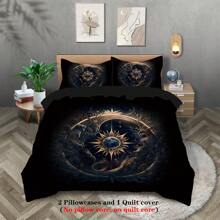 3-Piece Set (1 Duvet Cover + 2 Pillowcases, No Filling), Creative Retro God Design, Zodiac Element Digital Print Bedding Set That Is Soft, Warm, Skin-Friendly, And Breathable For All Seasons.