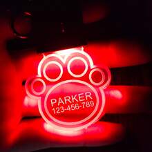 1PC Light Up Dog Paw Tag - Color Changing - Stocking Stuffer - LED Bone Tag - Acrylic Name Tag