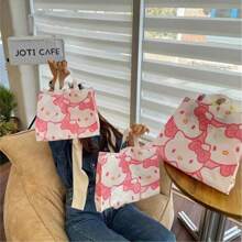 20pcs  Tote Bags - Cute Cartoon Design, Ideal For Birthday Gifts & Shopping, Plastic, White