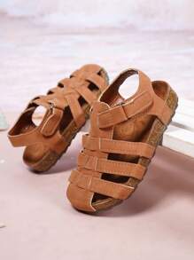 Toddler Boys' Black Casual Fashionable Non-Slip Wear-Resistant Beach Sandals, Suitable For Summer