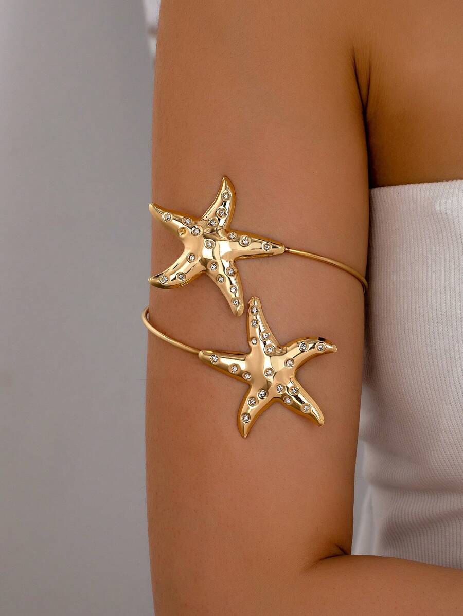 1 Pc Starfish Arm Cuff Summer Vacation Arm Bangle Upper Arm Band Vacation Beach Style Arm Band Jewelry - Multicolor - View 1
