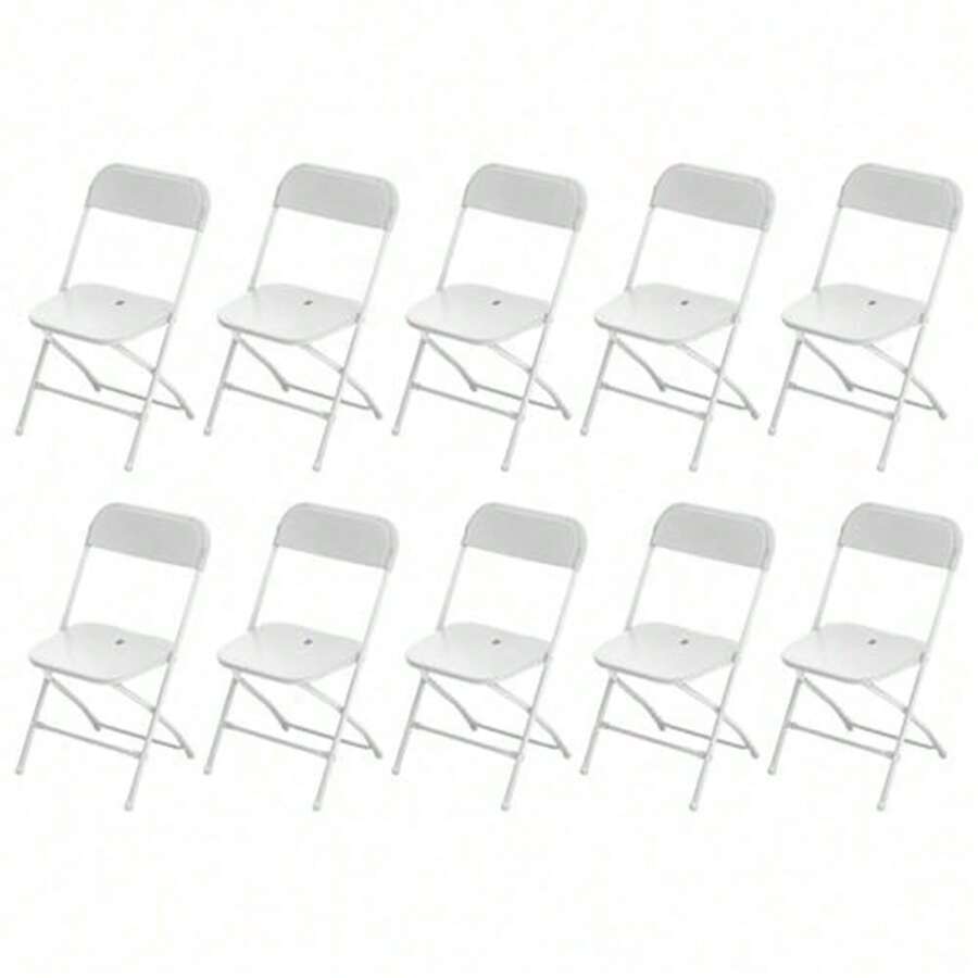 10pcs Injection Molding Classic Garden Plastic Folding Chair - trắng - Xem 1