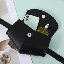 1 件女士腰包，PU 皮革，时尚皮带腰包，迷你斜挎包 - 黑色 - 查看 8