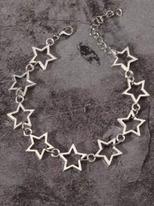 Pulsera con diseño de estrella hueca de 5 puntas en estilo gótico vintage punk, de aleación de zinc, con diseño fresco y elegante para hombres y mujeres
