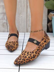 Plus Size Leopard Print Retro French Style Flat Shoes, Soft Bottom Loafers For Women, Suitable For Spring & Autumn - Brown - View 4