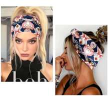 Tropical Printed Fashion Knotted Headband, Suitable For Women & Girls, Colorful Headbands, Sports Headbands, Yoga Hair Accessories, Comfortable Non-Slip Elegant Printed Sports Headband, Boho Style