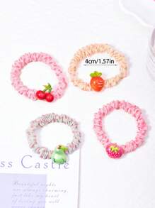 Set de 4 Scrunchies con estampados de animales y frutas, adecuados para usar a diario, fiestas de Pascua, regalos festivos, decoración del Día de San Valentín, regreso a clases y accesorios para graduación