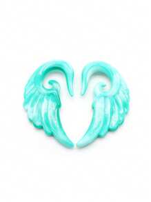2 piezas de tapones únicos para orejas, expansores y ensanchadores con diseño en espiral de corazón, alas y plumas de acrílico para mujer como joyería corporal - Expansor de oreja - Ver 27