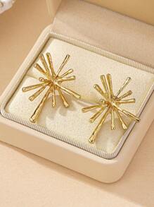 1 对时尚、优雅、独特的向日葵耳钉 - 金黃色 - 查看 2