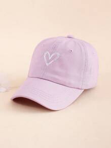 1顶心形图案可调节水洗棒球帽，适合春秋季户外防晒，男女皆宜。