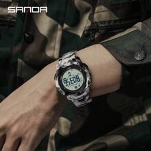 SANDA. SANDA Men Smart Electronic Watches Pedometer Calories 50M Waterproof Fitness Timer Alarm Clock Date LED Digital Watch Military Outdoor Sports Swimming Multifunction Wristwatch