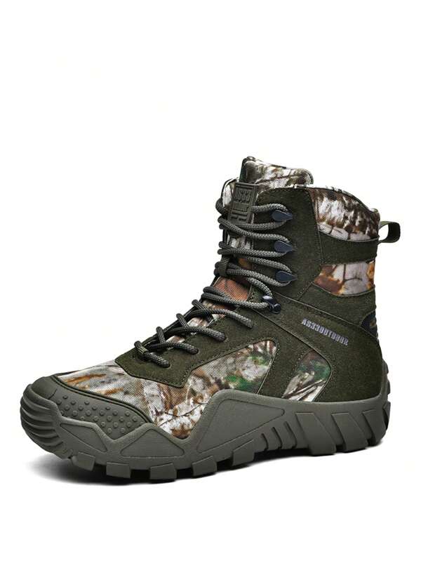 Plus Size Men's Outdoor Hiking Tactical Boots, Non-Slip Trekking Military Boots