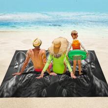 1PC Oversized Polyester Beach Towel, French Bulldog Pattern, Summer, Home Decoration, Quick Drying Without Sand, Suitable For Travel, Yoga, Camping And Swimming, Essential Gift For Vacation, Swimming Pool Towel Camping, Adult Men And Women's Essential Beach Gift Summer,Holiday Bathroom Decor