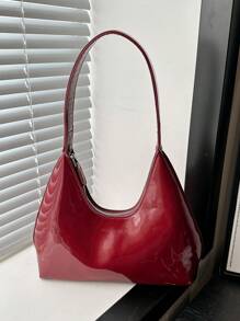 高端漆皮腋下包，简约女士长方形手提包活动