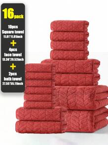 16 件套或 2 件套或 1 件珊瑚绒钻石图案纹理毛巾，柔软、吸水、不脱落（轻薄）方便毛巾套装，提花编织发巾、手巾、家用浴室套装、洗脸和浴巾、浴室配件，美容院返校家用浴室淋浴毛巾，适用于美容院、酒店运动、家庭必需品、毛巾、皮肤护理 - 彩色 - 查看 4