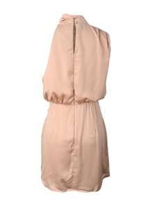 Elegant European Style Satin Halter Neck Dress For Women, Party Dress, Wedding Guest Dress, For Cocktail - Apricot - View 4