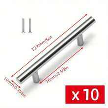 1/10 件拉丝金色厨房把手，不锈钢 T 型门拉手 96 毫米橱柜旋钮和把手，黑色家具把手