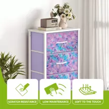 Cassettiera In Tessuto With 4 Scomparti, Struttura In Metallo, Cassettiera Compatta Per Camera Da Letto - Màu tím  Violet - Xem 4