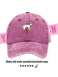 1pc Vintage American Style Casual Printed Baseball Cap, Unisex Suitable For Daily Commute, Travel, Couple Dates, Korean Washed Retro Dad Hat, Multi-Color Options
