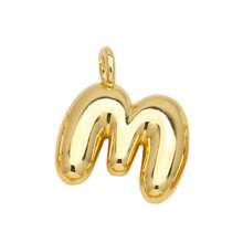 1入鑲嵌泡泡字母金鍍吊墜項鍊,26個字母供男女日常佩戴