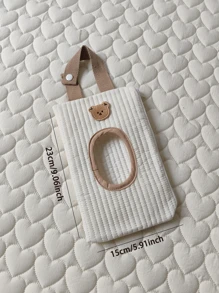 1 件卡通熊图案可爱纸巾架，汽车湿巾盒，便携式纸巾盒收纳盒 - 彩色 - 查看 7