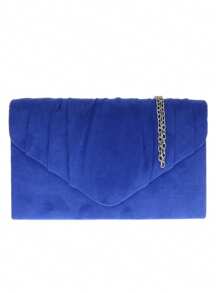 Girly Handbags Womens Faux Suede Pleated Clutch Bag - Royal Blue - View 2