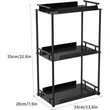 Bathroom Counter Organizer With 3 Tier Countertop Storage Shelf For Kitchen Spice Rack And Cosmetic Organization, Ideal For Bathroom, Kitchen, Living Room, Bedroom Or Dressing Table In Black Color