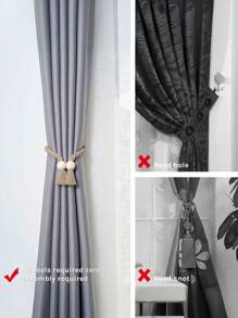 Sujetacortinas magnéticos con borlas de madera y cuerda tejida a mano - Diseño sólido de madera bohemio para dormitorio/sala de estar/cocina/oficina/jardín, sostenedores ajustables sin herramientas para cortinas finas y gruesas + Decoración del hogar bohemia