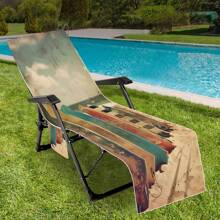 Housse de chaise de plage pliable pouvant être pliée en un sac à porter à l'épaule, avec des poches latérales pour ranger lunettes et téléphone. Convient pour les chaises de plage, serviettes, chaises de piscine et transats. Facile à transporter. Été, accessoires de voyage, vacances, décorations de salle de bain, essentiels de plage