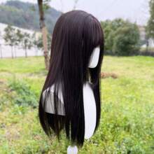 22 Inch High Level Long Straight Hair Synthetic Heat-Resistant Fiber Wig With Bangs For Women's Daily Party Christmas Wear