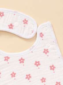 4pcs/Set Baby Muslin Cotton Saliva Towel Bibs, Soft Absorbent Breathable Cute Patterns, Convenient To Carry And Use - Pink - View 4
