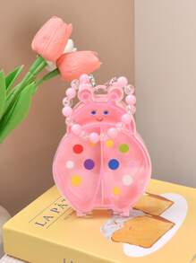 1PC Chic - Organizer na biżuterię z koralików w kształcie królika, owada, grzyba z uroczym kwiatowym zdobieniem - przenośne pudełko do przechowywania akcesoriów do włosów, kosmetyków i małych przedmiotów z polerowanym wykończeniem, wielofunkcyjny plastikowy pojemnik