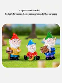 3 pièces Ornements en résine de lutin Père Noël fait maison - Mini artisanat drôle Décoration de bureau - Décoration de jardin extérieur