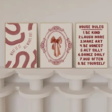 1/3PCS时尚复古墙画家居装饰画帆布油画印刷艺术画美式房间装饰美学红杯子英式舞蹈台球美学海报房间宿舍装饰可选带框 - 棕色 - 查看 30