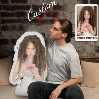 1pc Custom Pillows With Photo, Customized Large-Sized Pillows,Personalized Pillows With Face, Customized Face Pillow, Custom Photo Shaped Throw Pillow Gift For Her,Ideal Gifts For Him Her, Family, Friends, For Fall/Autumn/Winter, For Housewarming, Sofa/Bed, Bedroom/Living Room, Christmas, Custom,Custom Pillow,House Decoration,Customization Pillow,For Anniversaries, For Birthdays, For Christmas,Easter, New Year,Graphic Print