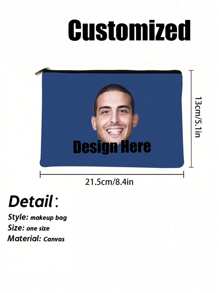 Custom Face Pouch Cosmetic Bag With Photo Picture Customized Friend's/Family's/Your Own Face-Personalized Photo Collage Tote Bag-Gift For Girlfriend/Wife, Valentines Gift, Customized Bag,Custom Print Tote With Photo Of Family Friend Pets