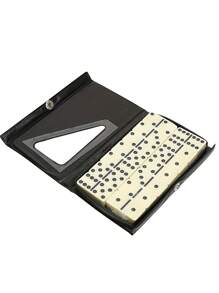 1pc/2pcs Mini Domino Tiles, Portable - Classic Checkerboard Game, - Standard Domino Tile Set 28 Pieces Black Box, Black/Cream Medium Domino Tiles - 1 Set Of 28 Ivory Tiles - Classic Family Game Hardboard Box