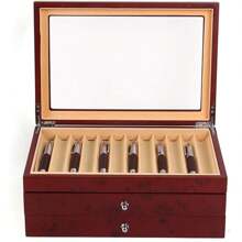 SENDERPICK Caja De Madera Para Lápices With Ventana De Visualización, Color Red, Caja Portalápices De Madera + Pluma Estilográfica De Franela, Organizer For 34 Lápices, 31 X 21 X 13 Cm