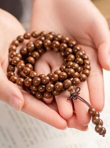 108pcs Agarwood Bead Bracelet, Buddhist Prayer Beads Bracelet, Jewelry Gift For Men & Women, DIY Beaded Bracelet - Coffee - View 3