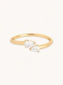 Light Luxury Stylish 925 Sterling Silver Unique Pear Cut Zirconia Opening Rings For Women Daily Wear