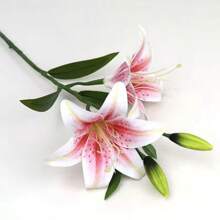 1 pieza, Flor de lirio artificial, flor de lirio artificial de múltiples cabezas, decoración para dormitorio, sala de estar, tocador, Pascua, fiesta de boda, cumpleaños, escenario de festival, props de fotografía, decoración del hogar, Día de la Madre, Día de San Valentín, regalo