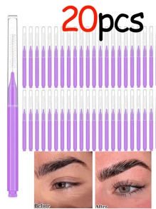 100支装带盖微型眉刷，眉毛修饰刷，螺旋刷，适用于眉毛、睫毛、眉毛填充、眉毛和睫毛提拉和染色，眉梳，眼影刷，螺旋刷 - 紫色 - 查看 10