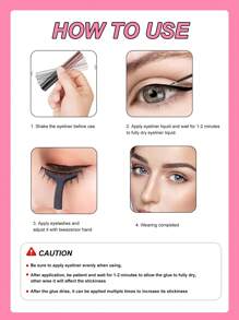 Waloshow 5 Pairs Magnetic Eyelashes Set, 5 Pairs False Eyelashes With Tweezer, Easy To Wear, No Glue Needed (5 Pairs) - Pink - View 4