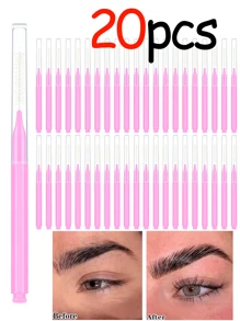 100支装带盖微型眉刷，眉毛修饰刷，螺旋刷，适用于眉毛、睫毛、眉毛填充、眉毛和睫毛提拉和染色，眉梳，眼影刷，螺旋刷 - 粉色 - 查看 11