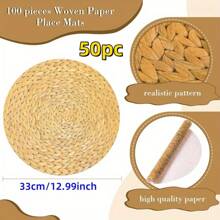 12/24/36/50pcs 12.99 Inch Rustic Woven Paper Placemats, Suitable For Summer, Spring, Autumn Wedding And Dinner, Farmhouse Table Decor, Easy To Clean